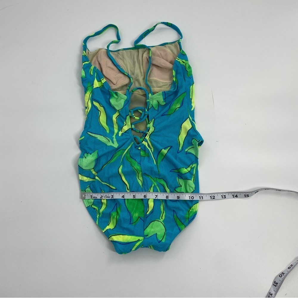 La Blanca Vtg Cheeky 80s 90s High Cut Aqua Blue Neon Green One‎ Piece Swim 12 - Picture 7 of 12